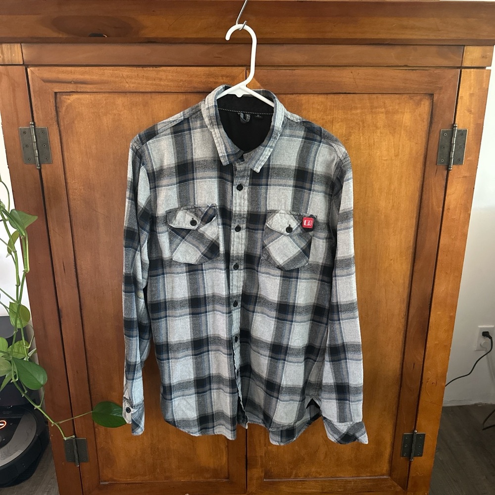Burnside Black and Gray Plaid Casual Shirt